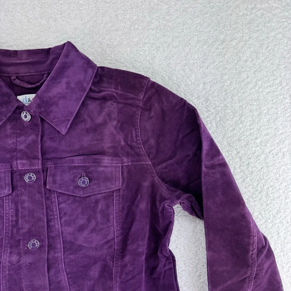 Denim & Co Stetch Velveteen Regular Long Jacket XSmall Deep Wine Purple